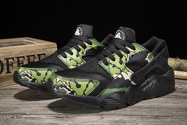 New Women Nike Air Huarache Print Black Green Shoes - Click Image to Close